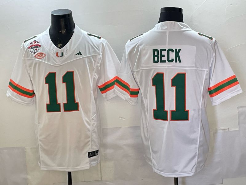 Men 2026 Miami Hurricanes #11 Beck White 3th generations Limited NCAA Jersey 0018